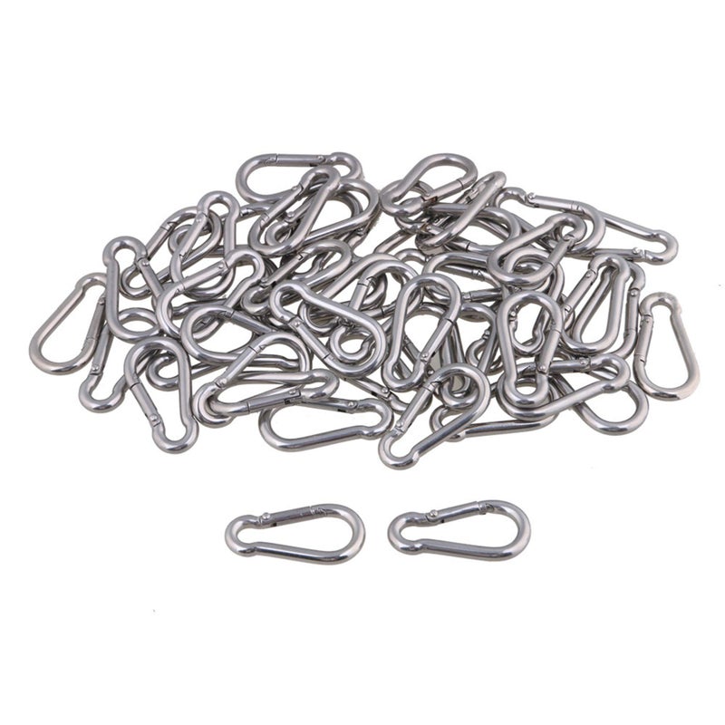 CNBTR Spring Snap Hook M4 40mm 304 Quick Link Ring Stainless Steel Multifunctional Pack of 50 - Image 1